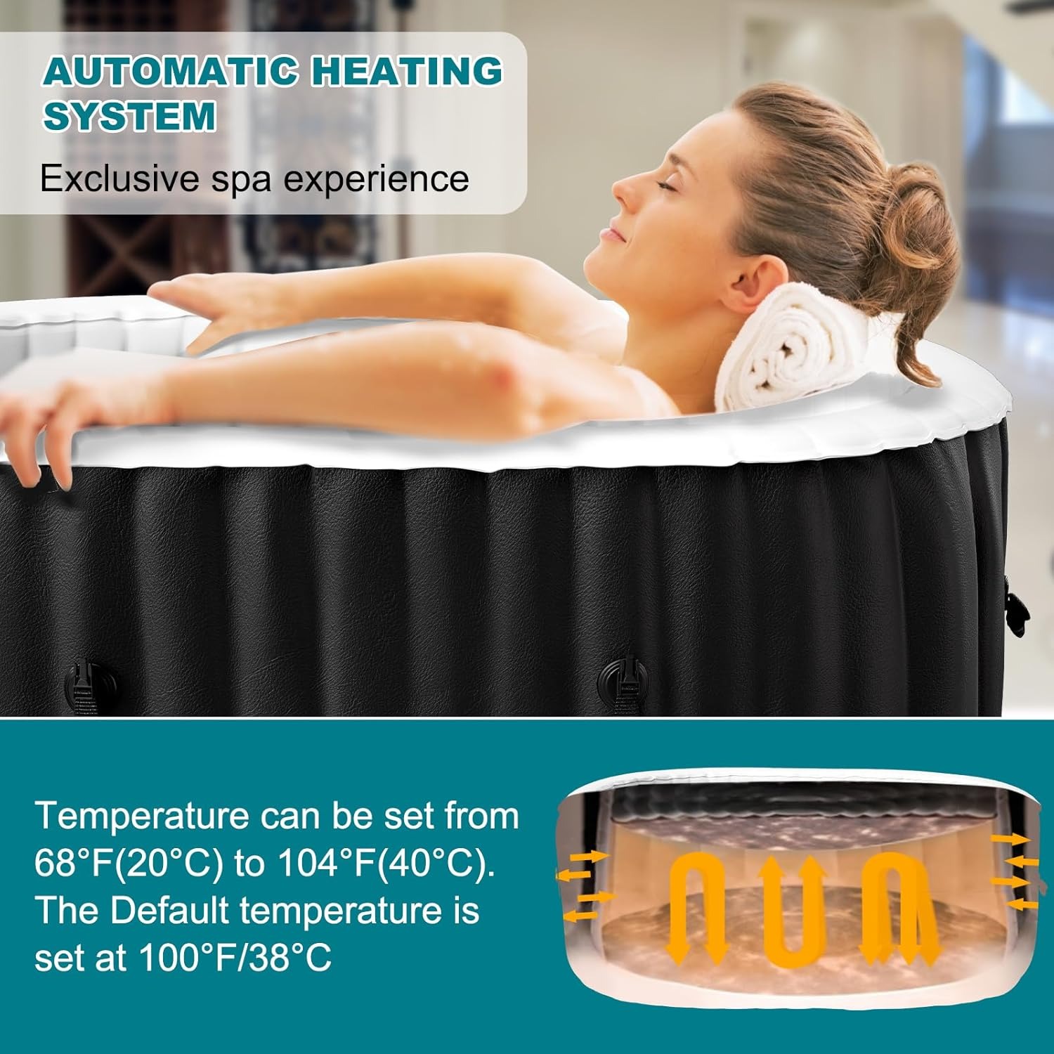 Inflatable Hot Tub - 75×47×25 Inch Oval Inflatable Hot Tub,