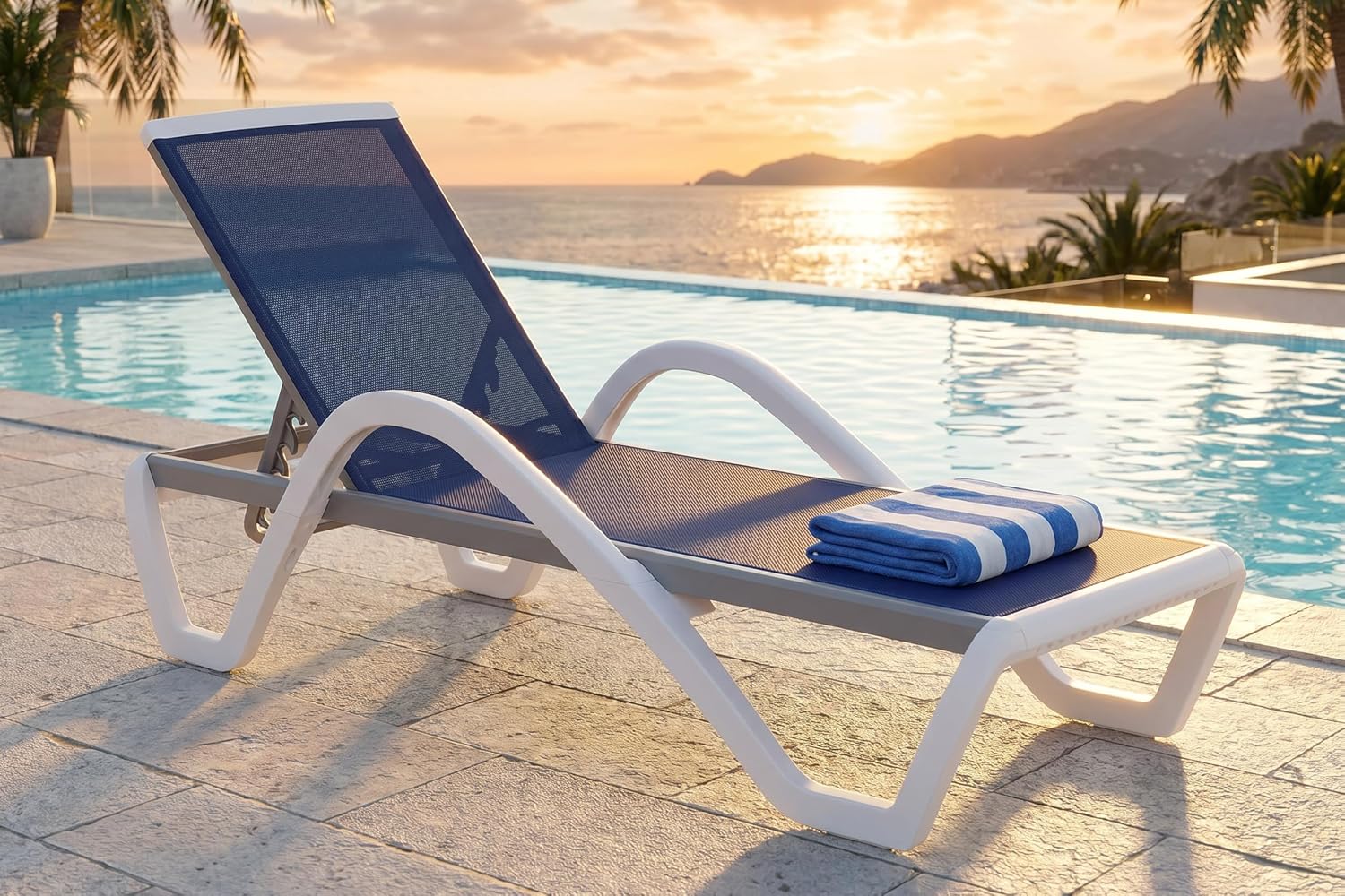 Deck Chair Lounger - Aluminum Chaise Lounge Chair Set of