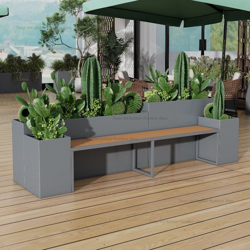 Outdoor Furniture Bench - Nordic Stainless Steel Planter Bench Mall
