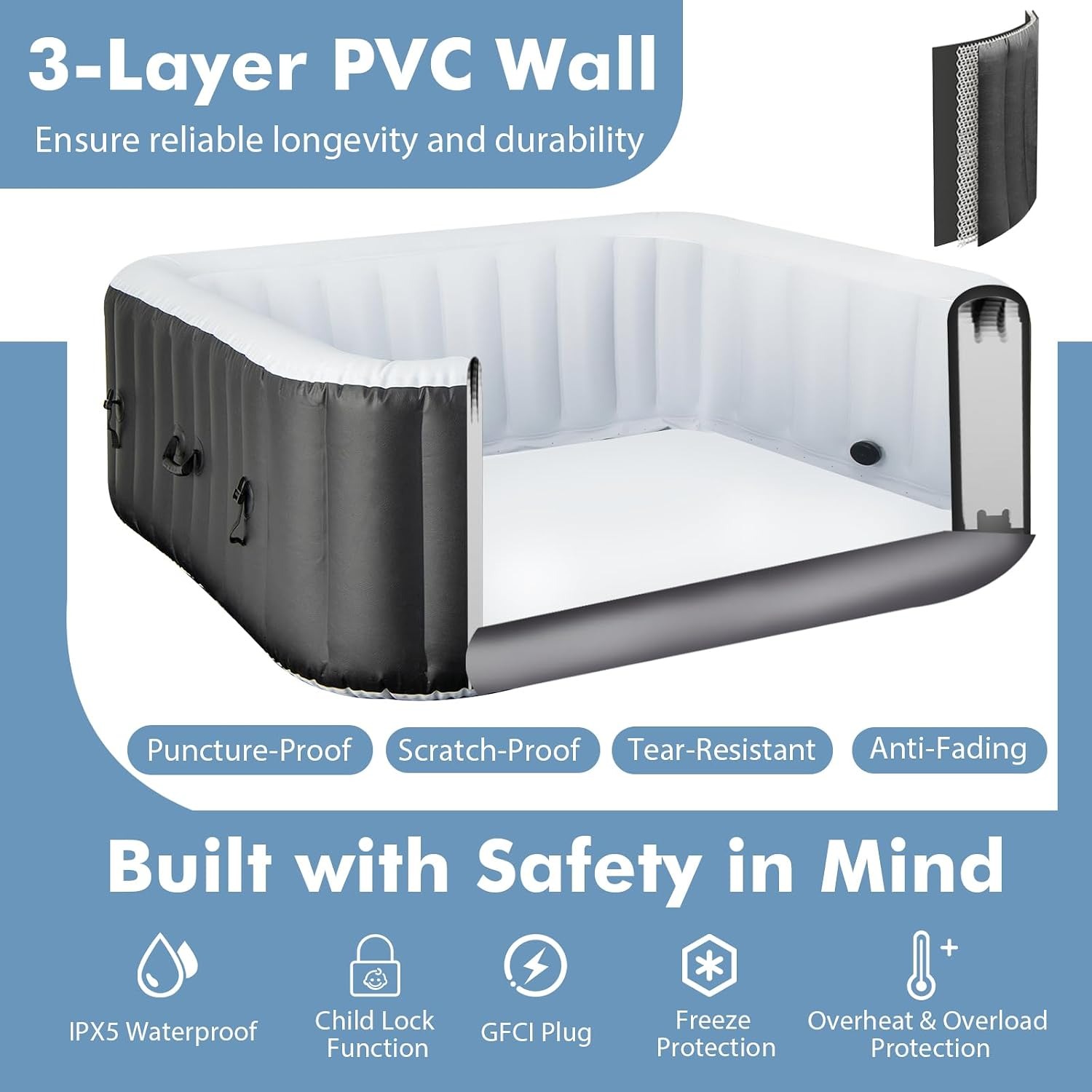 Inflatable Hot Tub - Inflatable Hot Tub Spa,130 Bubble Air