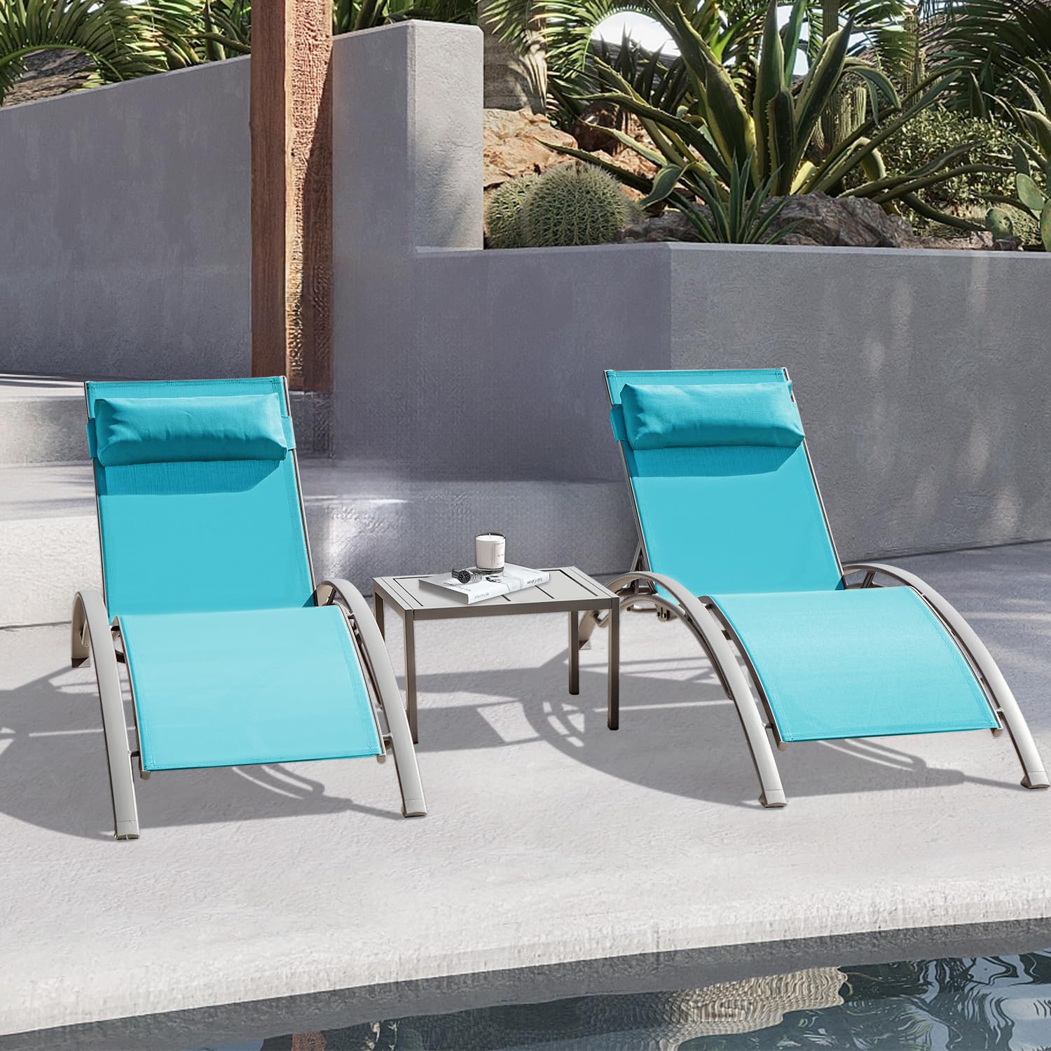 Deck Chair Lounger - Adjustable Aluminum Outdoor Chaise Lounge Chair