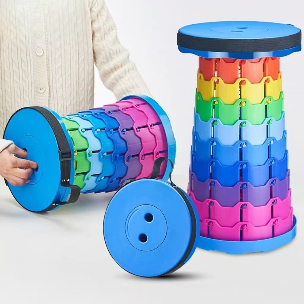 Outdoor Furniture Set Sale - Rainbow Telescopic Camping Stool Portable Thickened