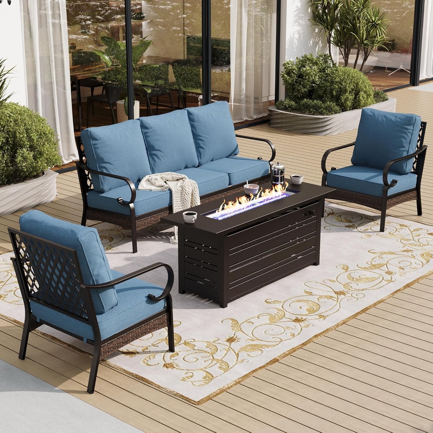 Outdoor Furniture With Fire Pit Table - Outdoor Conversation Set with Fire Pit