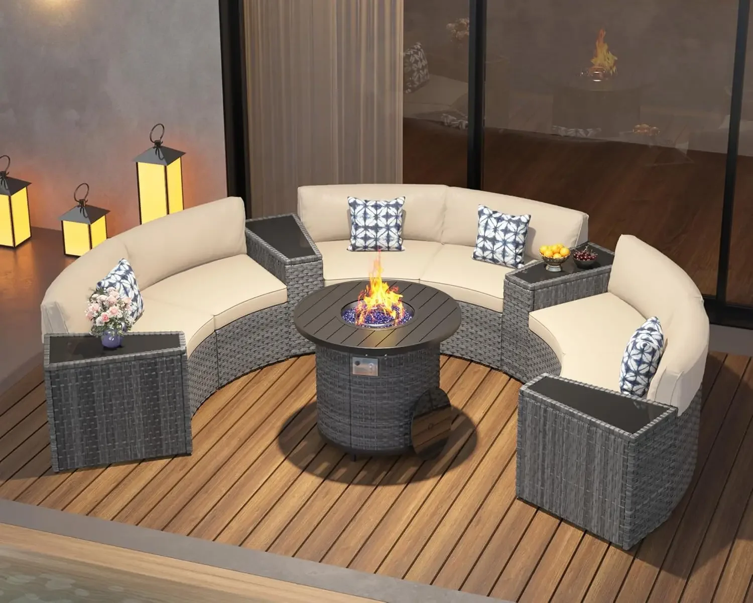 Outdoor Furniture With Fire Pit Table - l Patio Furniture Set with 32