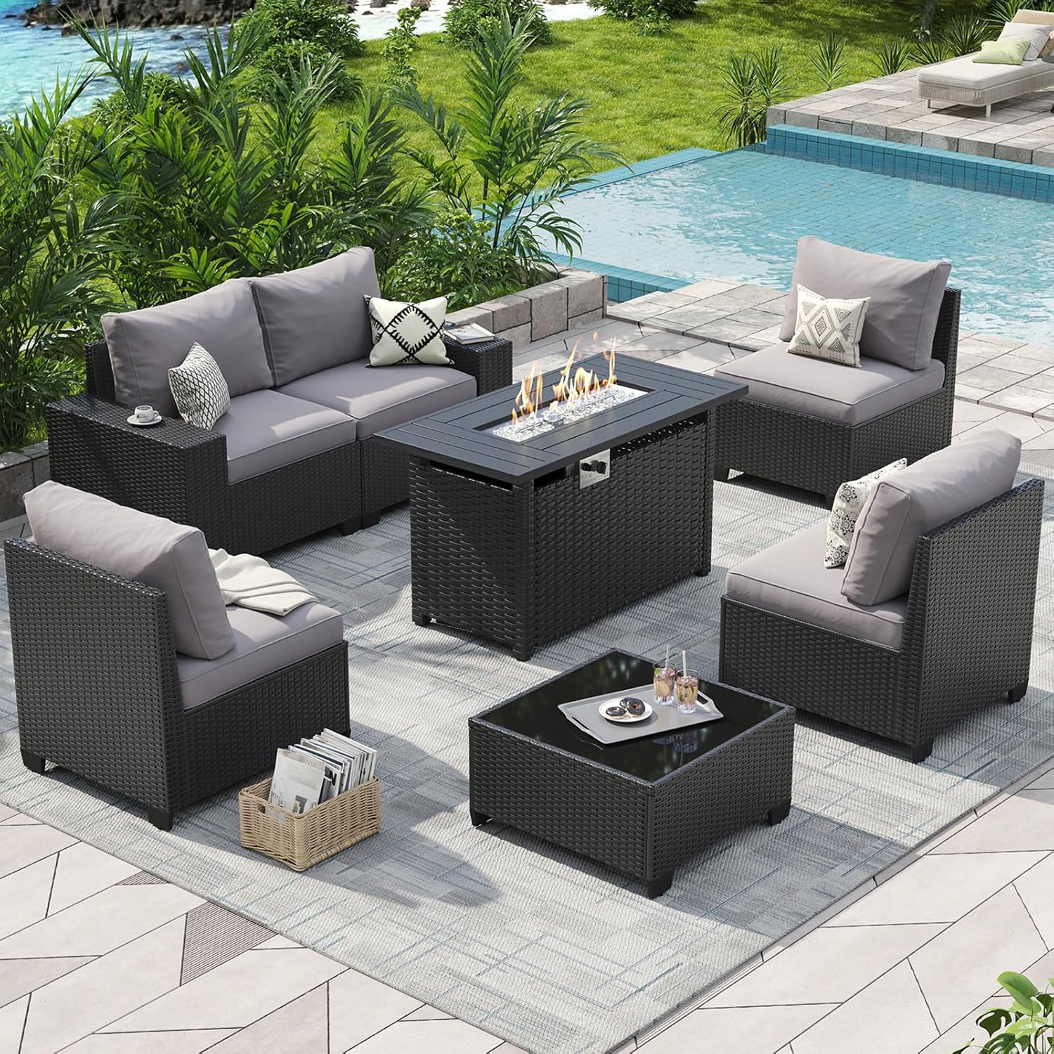 Outdoor Furniture And Fire Pit - Outdoor Patio Furniture Set with 44''