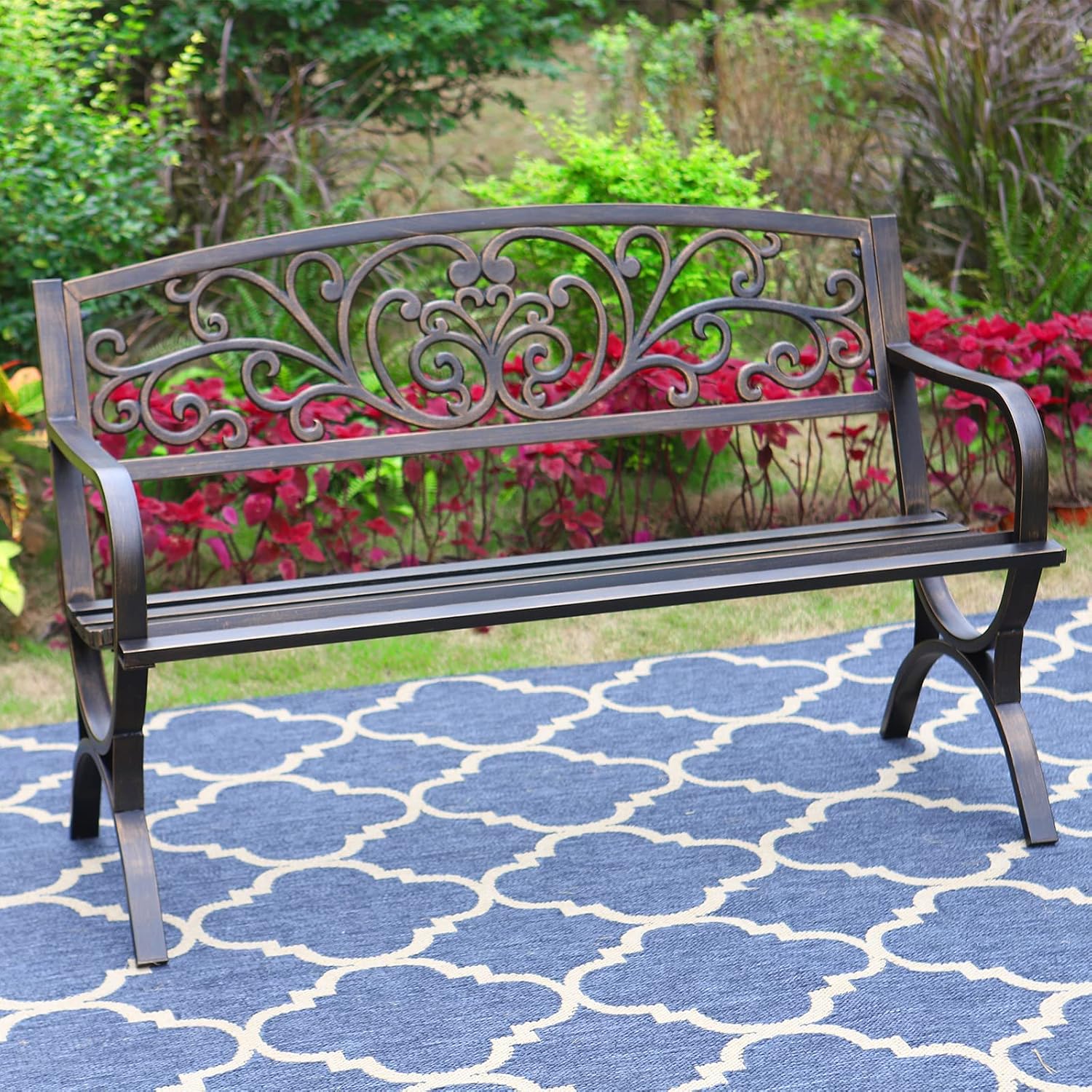 Outdoor Furniture Bench - Bronze 50 Inch Outdoor Garden Bench