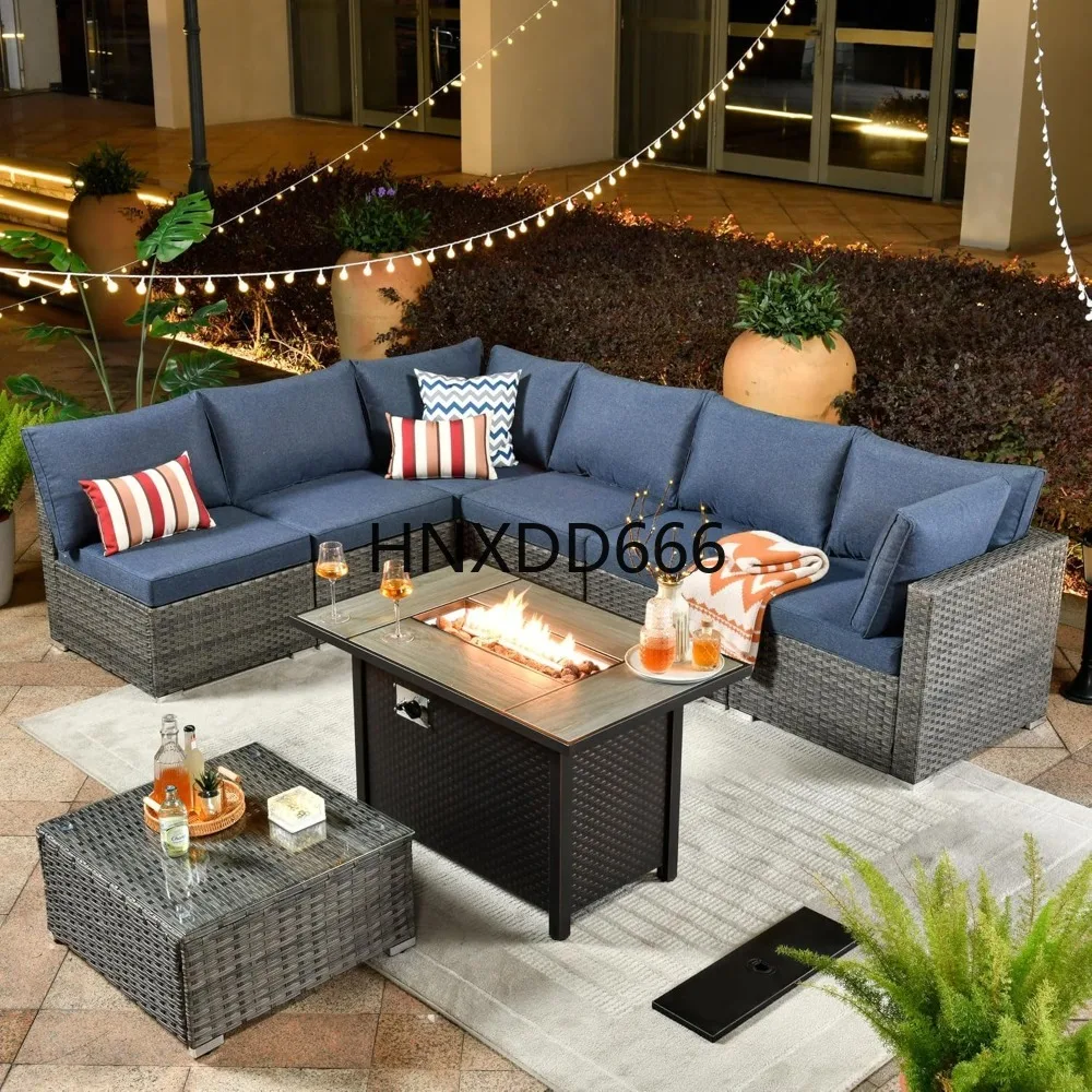 Outdoor Furniture With Fire Pit Table - Outdoor 8 Piece Patio Furniture Set