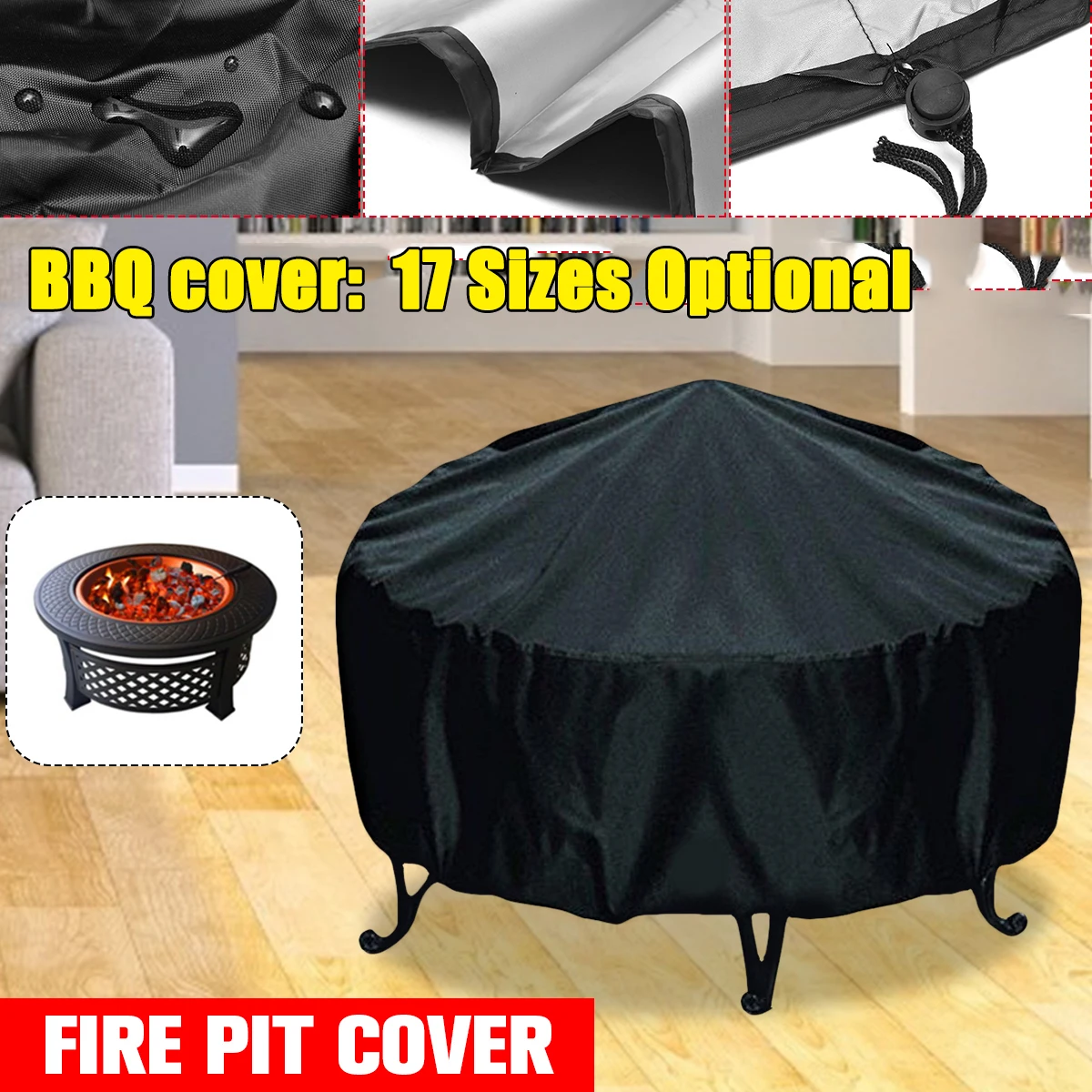 Outdoor Furniture And Fire Pit - Waterproof Patio Fire Pit Cover Black