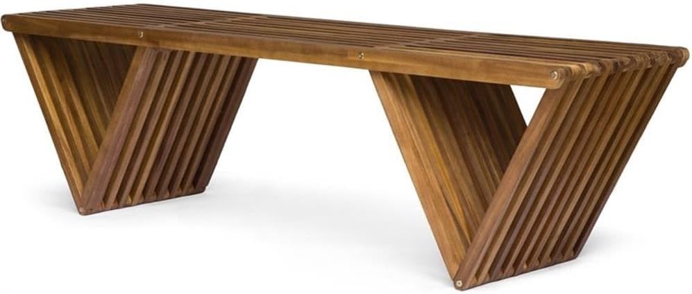 Outdoor Furniture Bench - Teak Finish Outdoor Acacia Wood Bench,