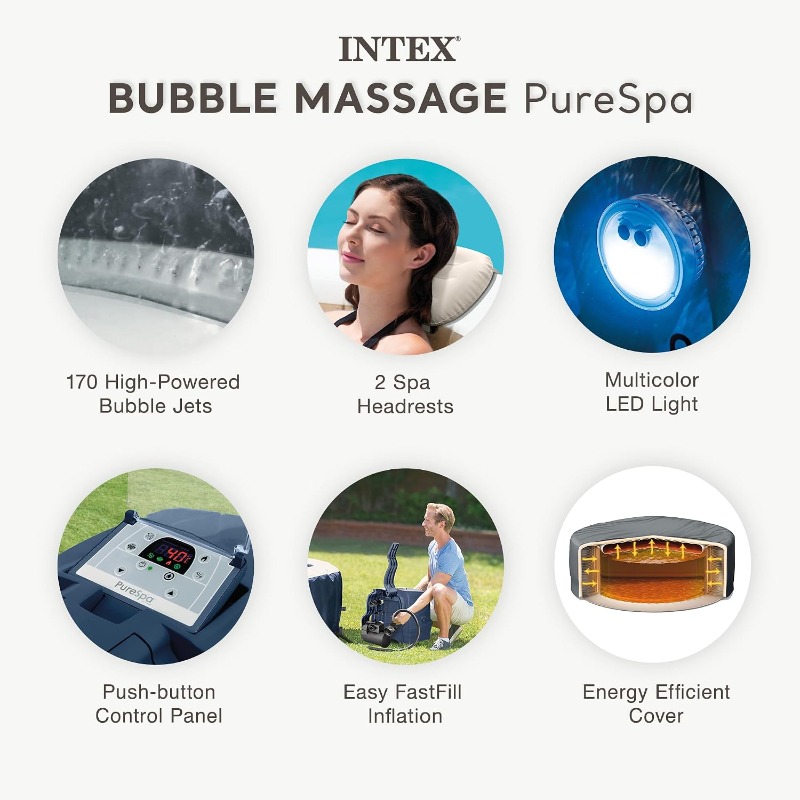 PureSpa Plus 6 Person Round In - Inflatable Hot Tub ulasan dan harga