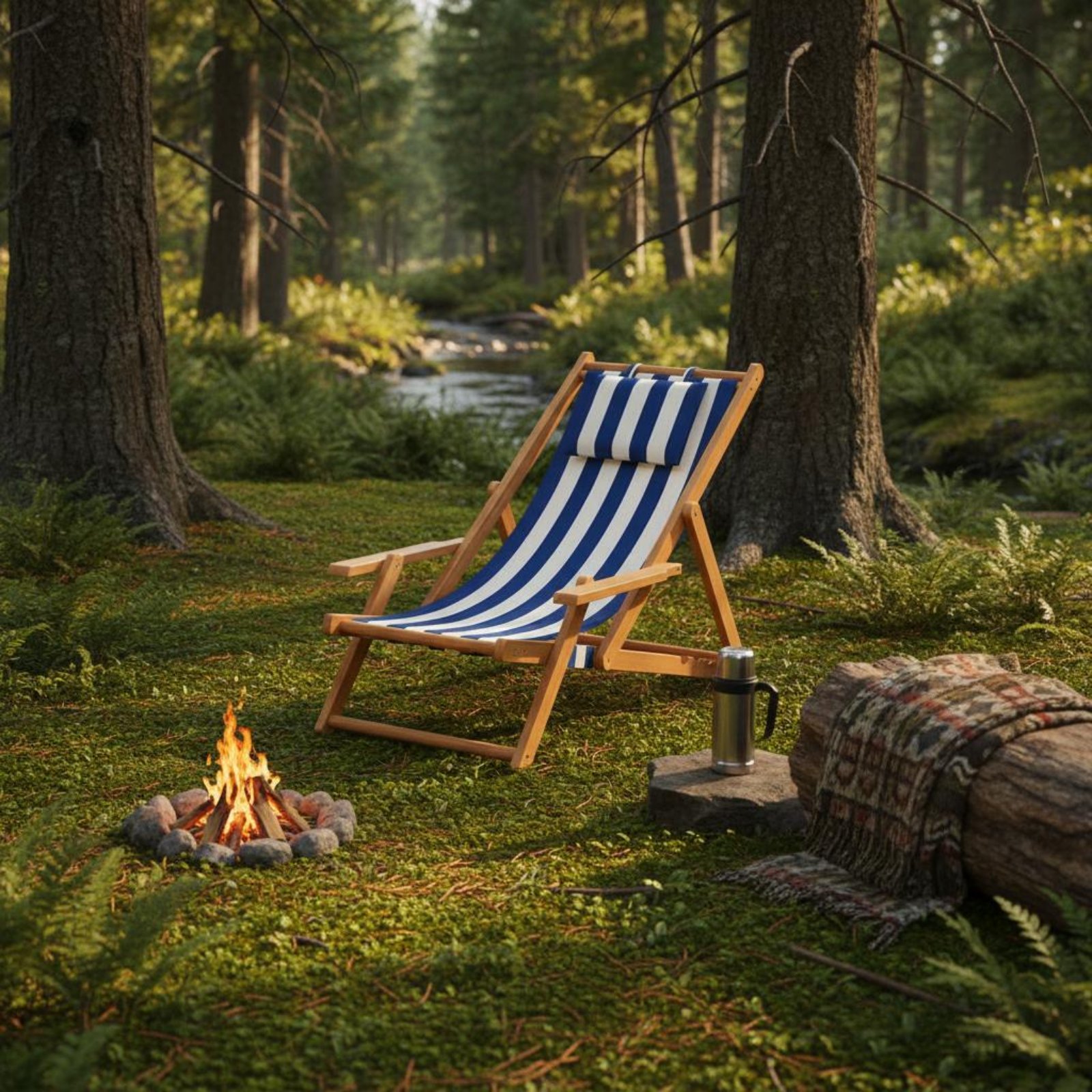 Canvas Beach Lounger Reclining - Deck Chair Lounger ulasan dan harga