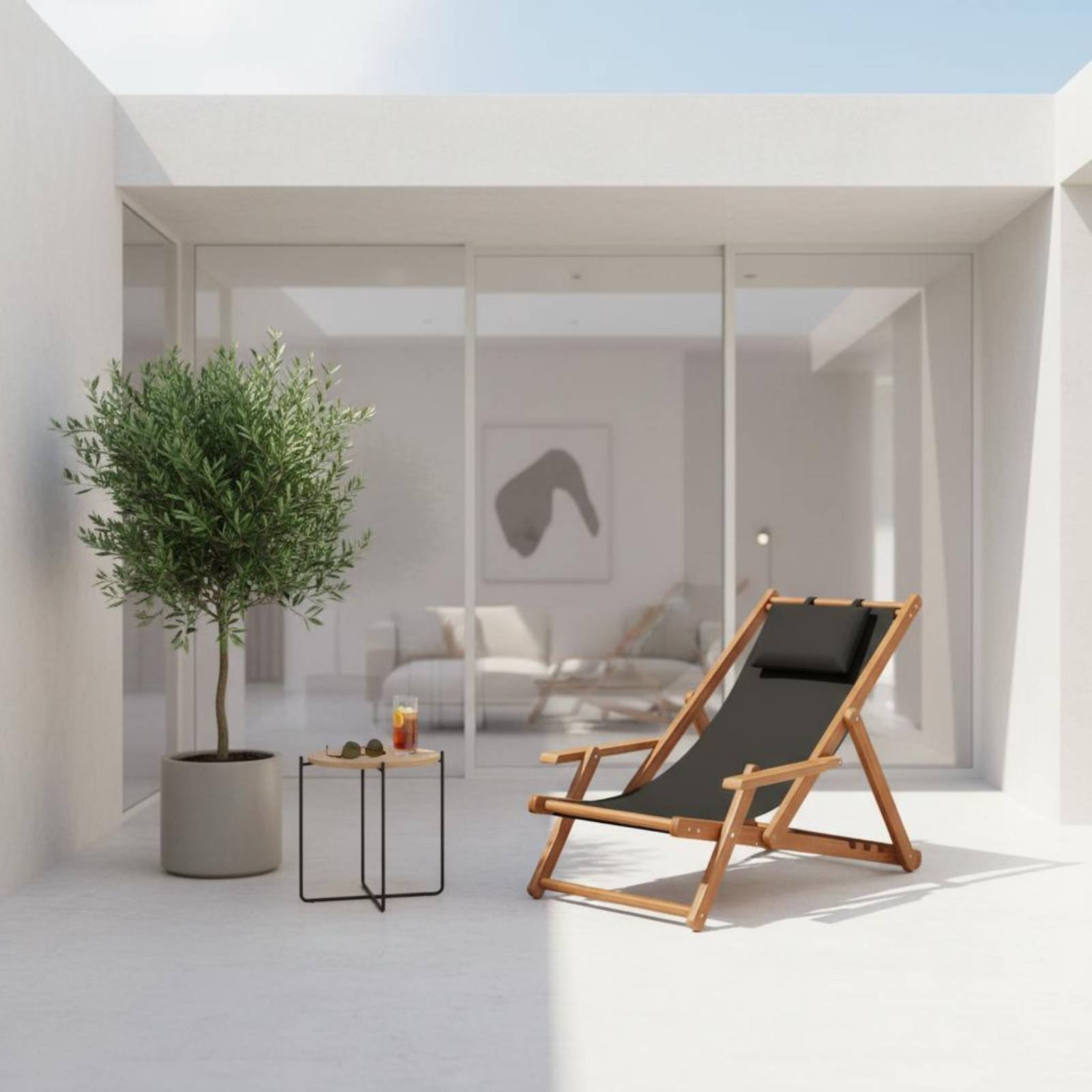 Canvas Beach Lounger Reclining - Deck Chair Lounger ulasan dan harga