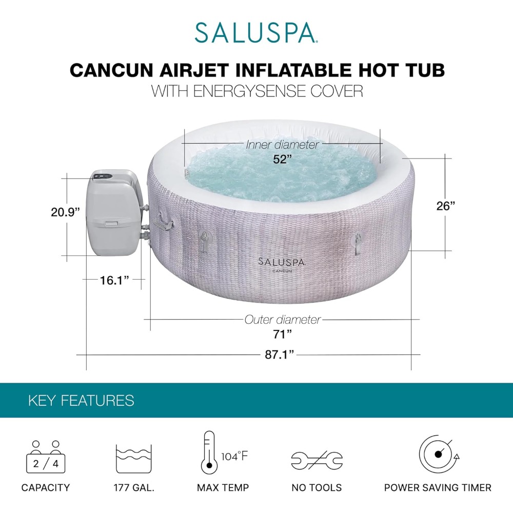 SaluSpa Cancun 2-4 Person Infl - Inflatable Hot Tub ulasan dan harga