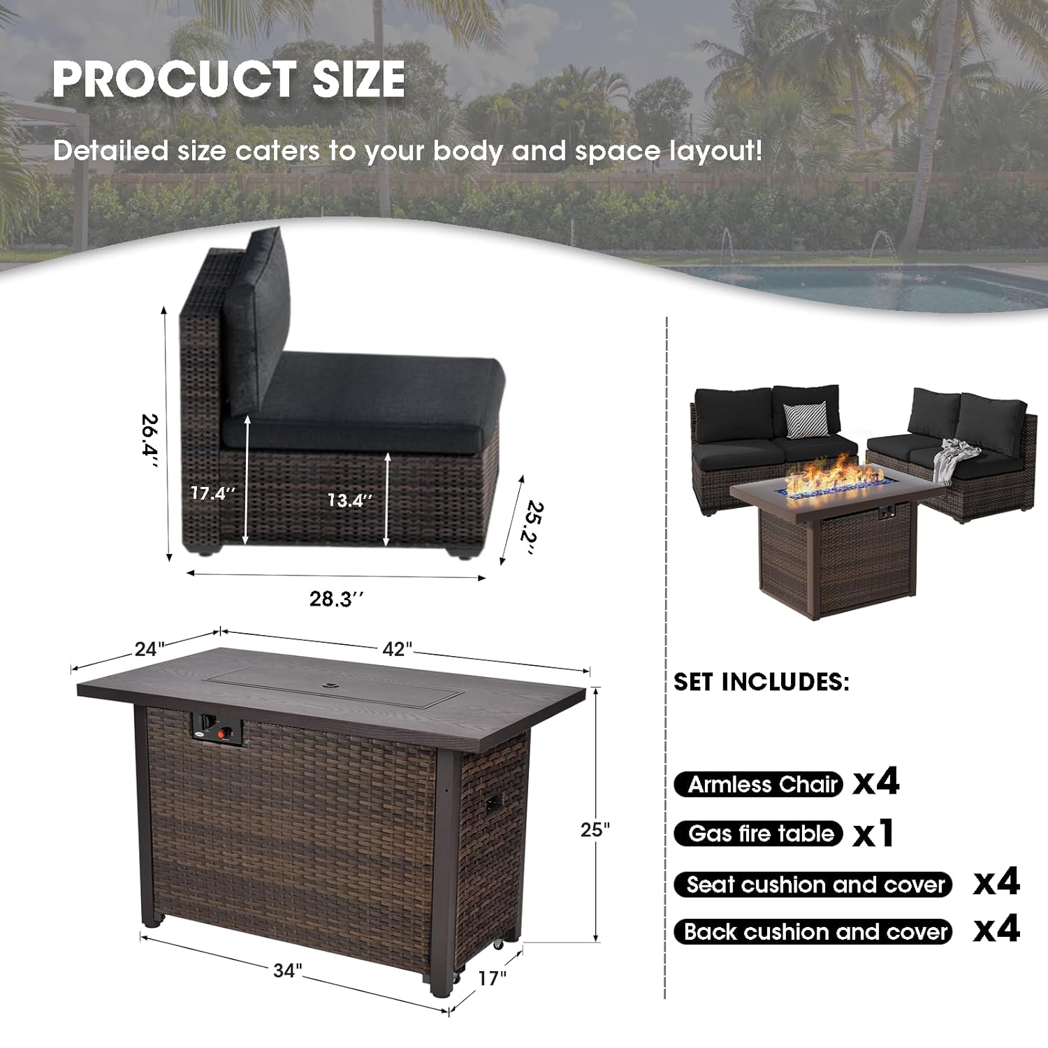 Outdoor Sectional Furniture, 5 - Outdoor Furniture With Fire Pit Table ulasan dan harga