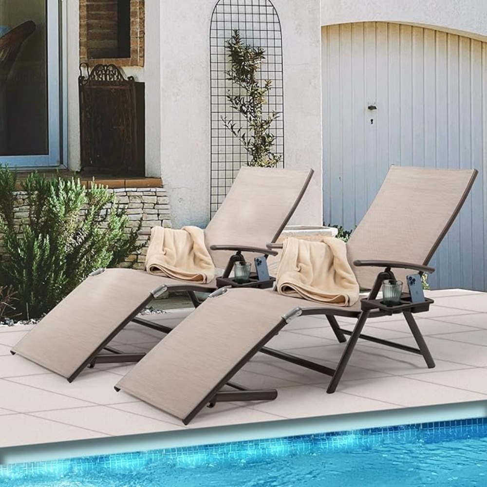 Aluminum Reclining Lounge Chai - Deck Chair Lounger ulasan dan harga