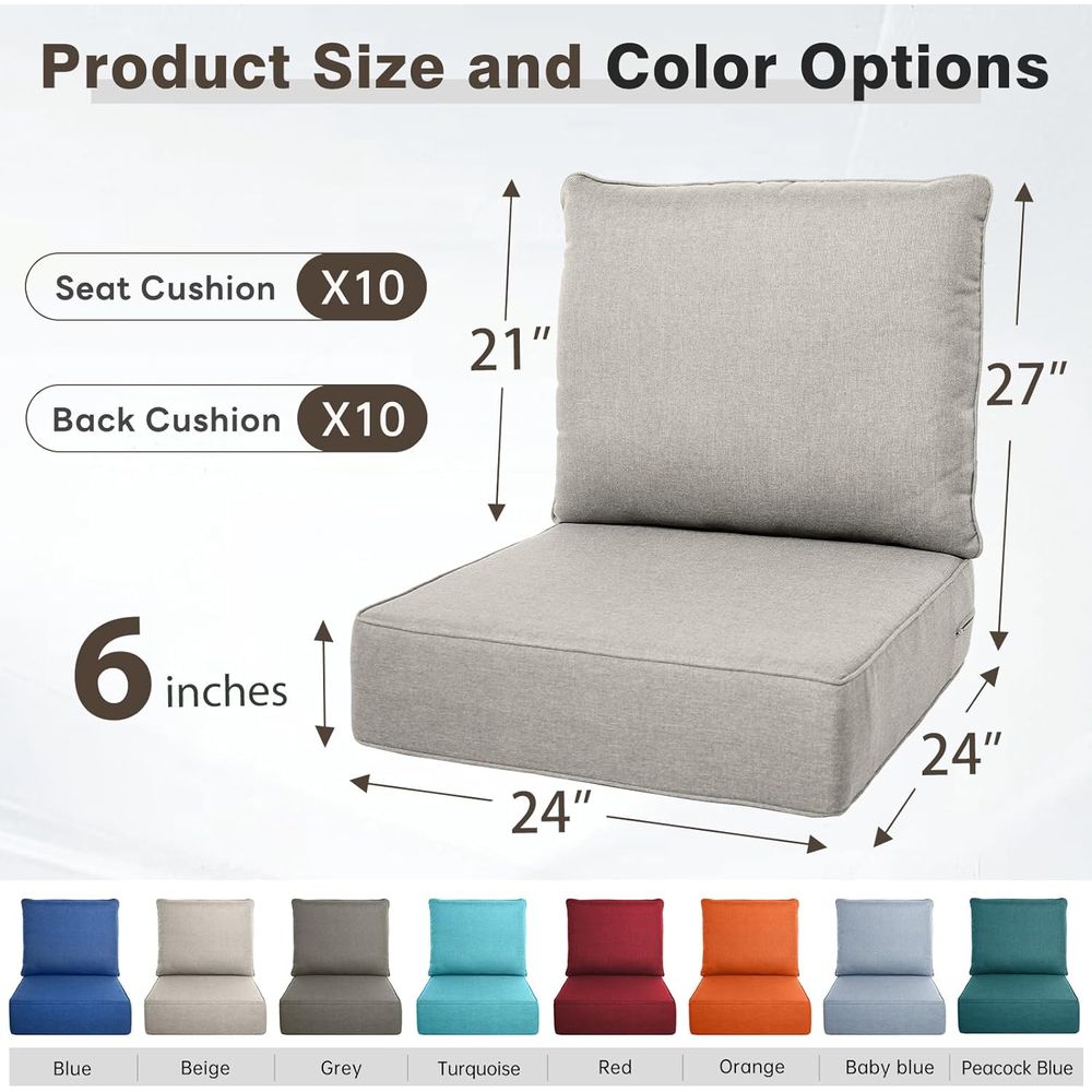 6 Thick Outdoor Cushion Set -  - Outdoor Furniture Cushions 24 X 24 ulasan dan harga