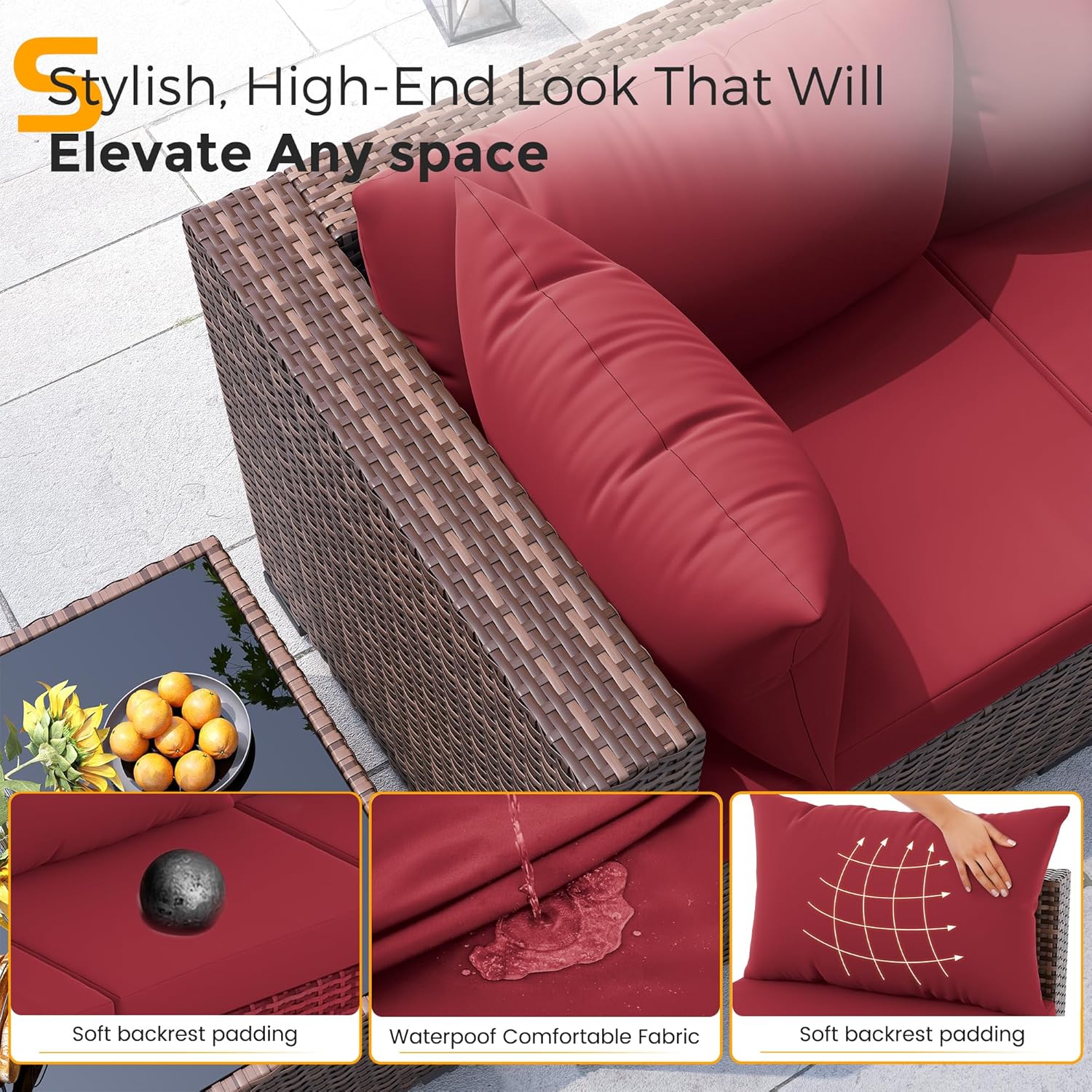 8pc All-Weather Wicker Section - Outdoor Furniture And Fire Pit ulasan dan harga