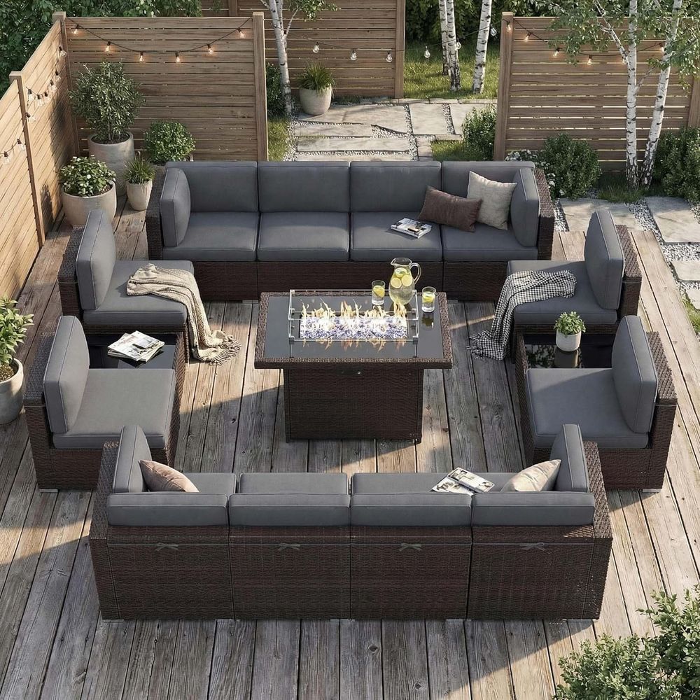 15-Piece Outdoor Patio Furnitu - Outdoor Furniture With Fire Pit Table ulasan dan harga
