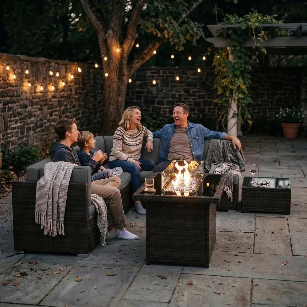 15-Piece Outdoor Patio Furnitu - Outdoor Furniture With Fire Pit Table ulasan dan harga