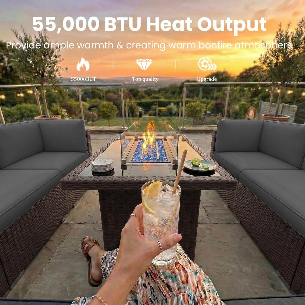15-Piece Outdoor Patio Furnitu - Outdoor Furniture With Fire Pit Table ulasan dan harga