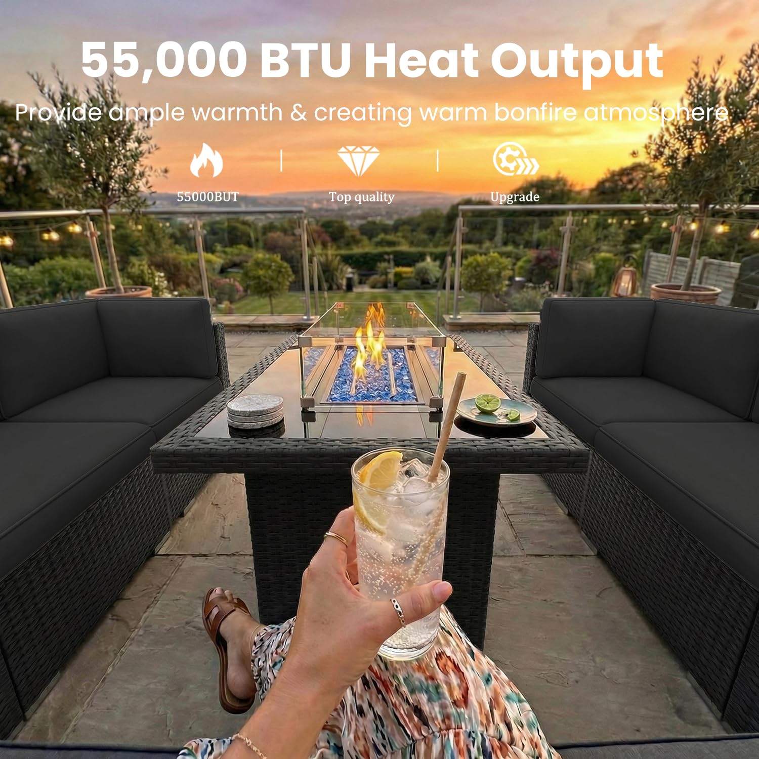 8 Pieces Patio Furniture Set w - Outdoor Furniture And Fire Pit ulasan dan harga