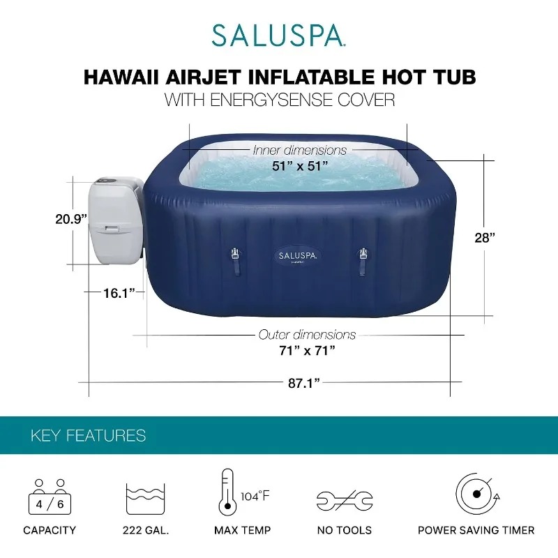 SaluSpa AirJet 4 to 6 Person I - Inflatable Hot Tub ulasan dan harga