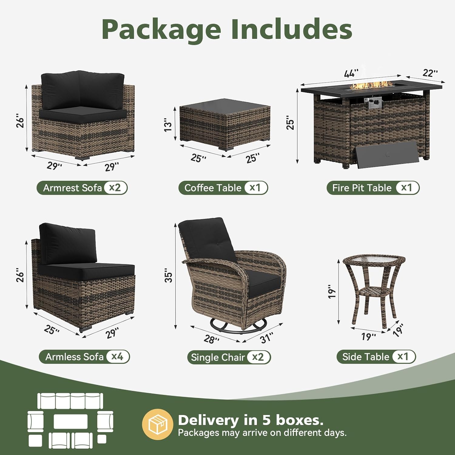11 Piece Outdoor Patio Furnitu - Outdoor Furniture With Fire Pit Table ulasan dan harga
