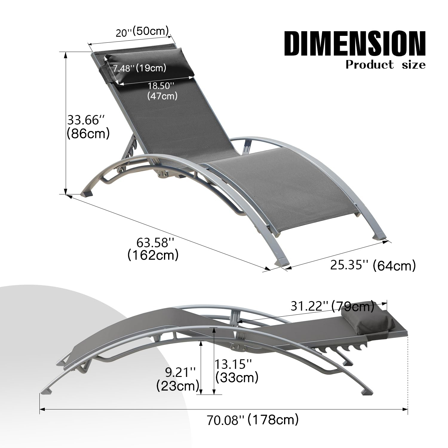 Set of 2 Adjustable Aluminum O - Deck Chair Lounger ulasan dan harga