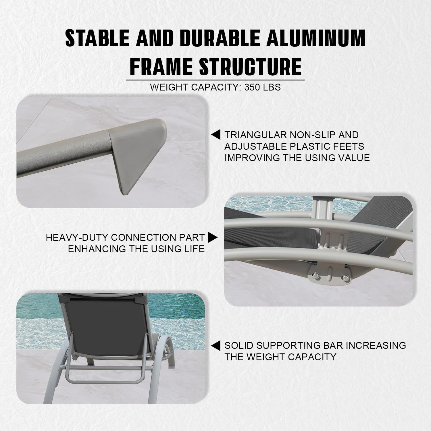 Set of 2 Adjustable Aluminum O - Deck Chair Lounger ulasan dan harga