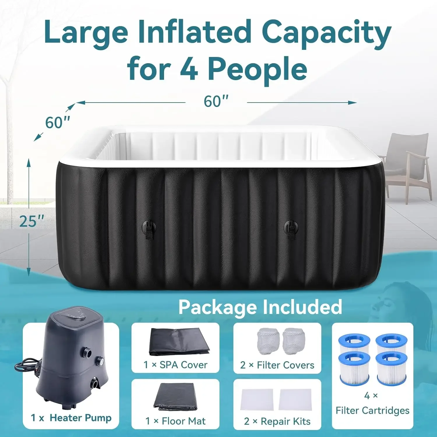 Inflatable Hot Tub Large Squar - Inflatable Hot Tub ulasan dan harga