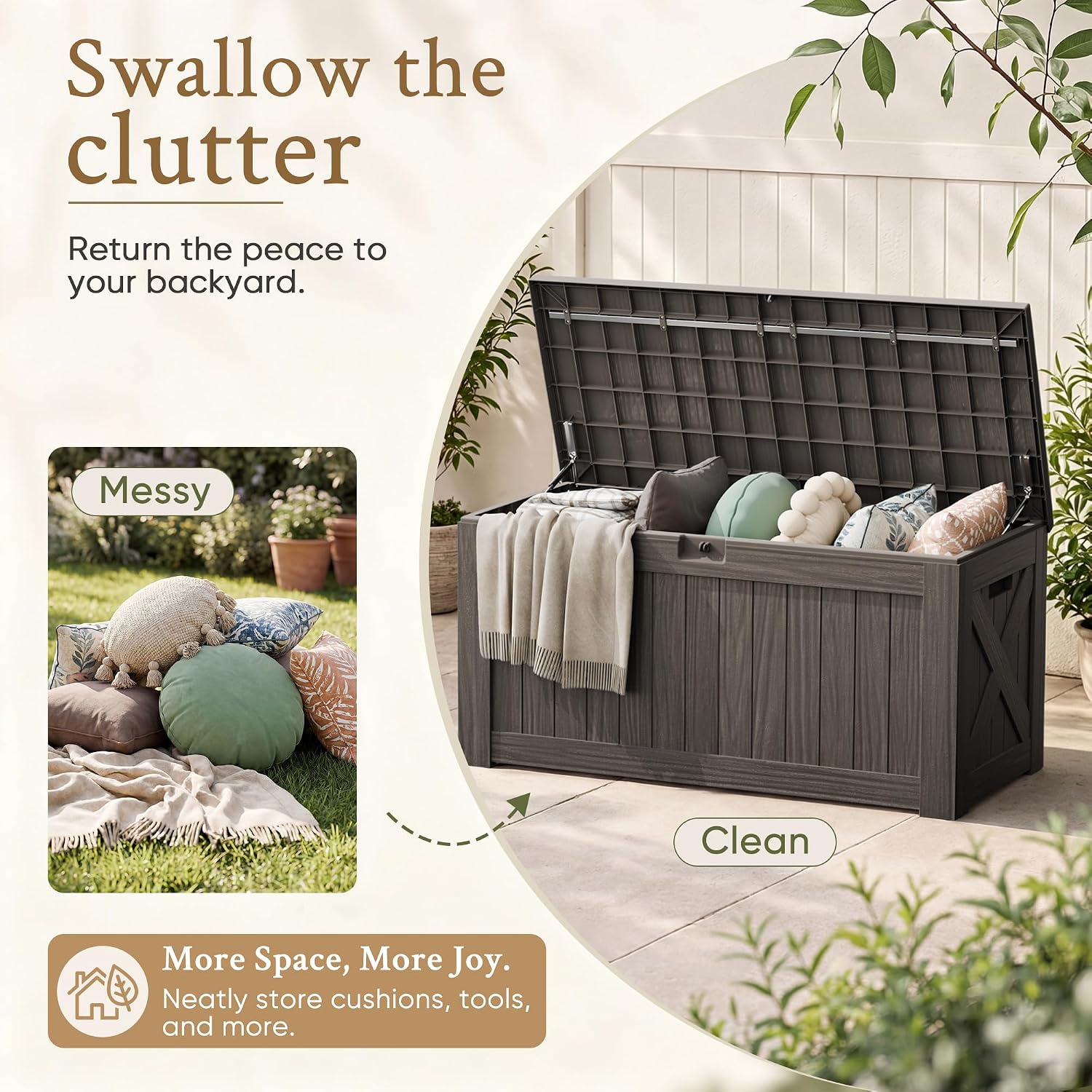 120 Gallon Large Deck Box Outd - Outdoor Furniture With Storage For Cushions ulasan dan harga