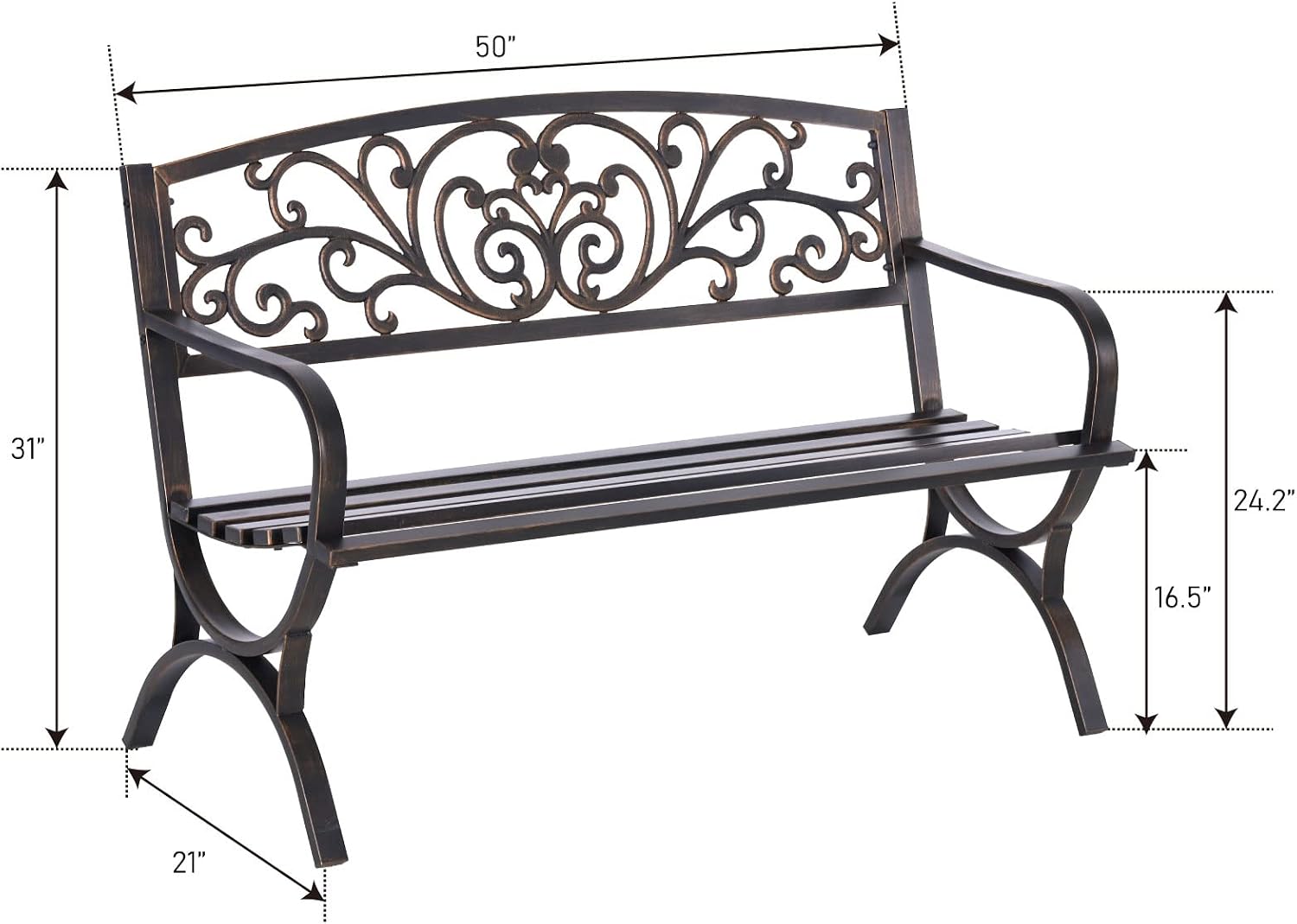 Bronze 50 Inch Outdoor Garden  - Outdoor Furniture Bench ulasan dan harga
