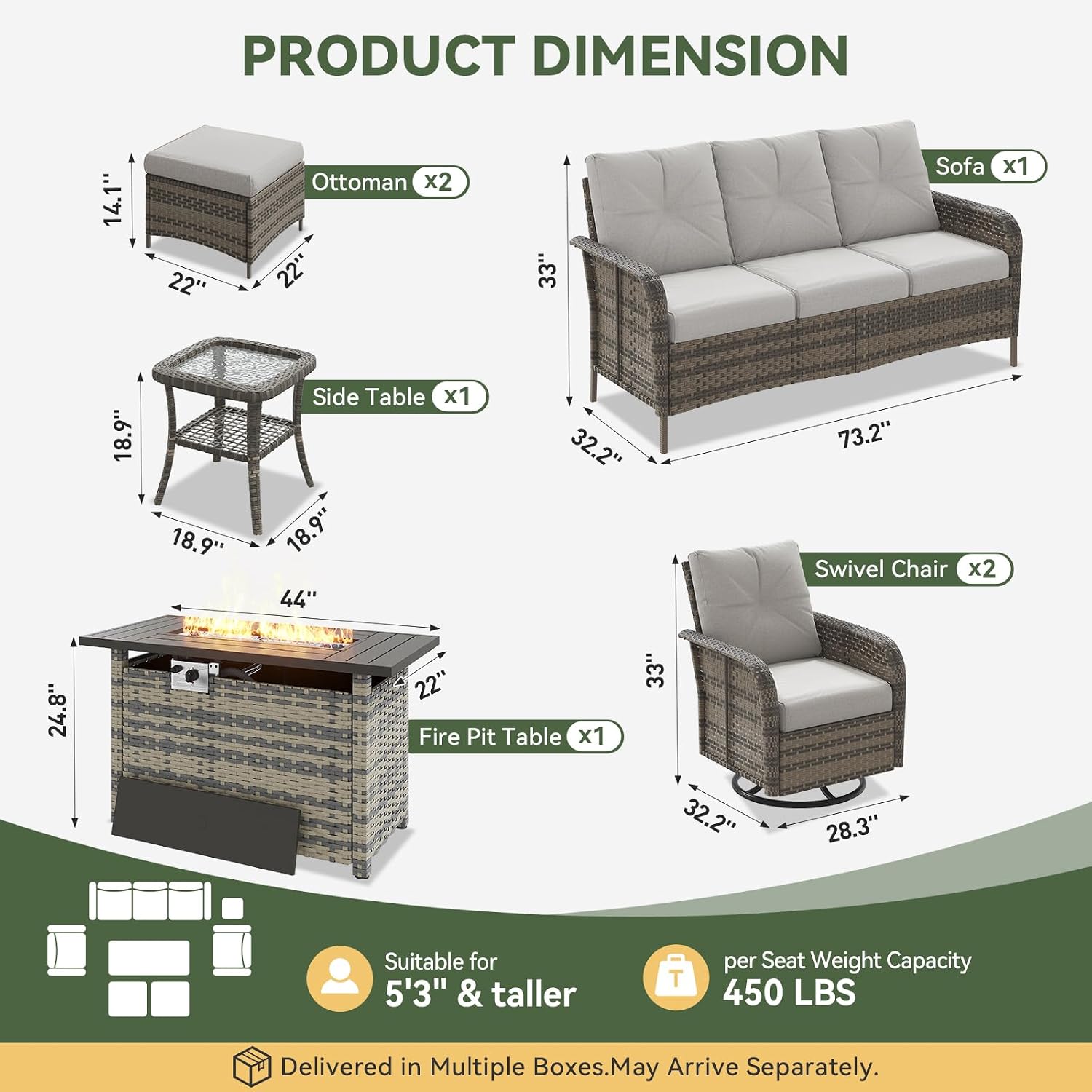 7-Piece Wicker Patio Set with  - Outdoor Furniture And Fire Pit ulasan dan harga