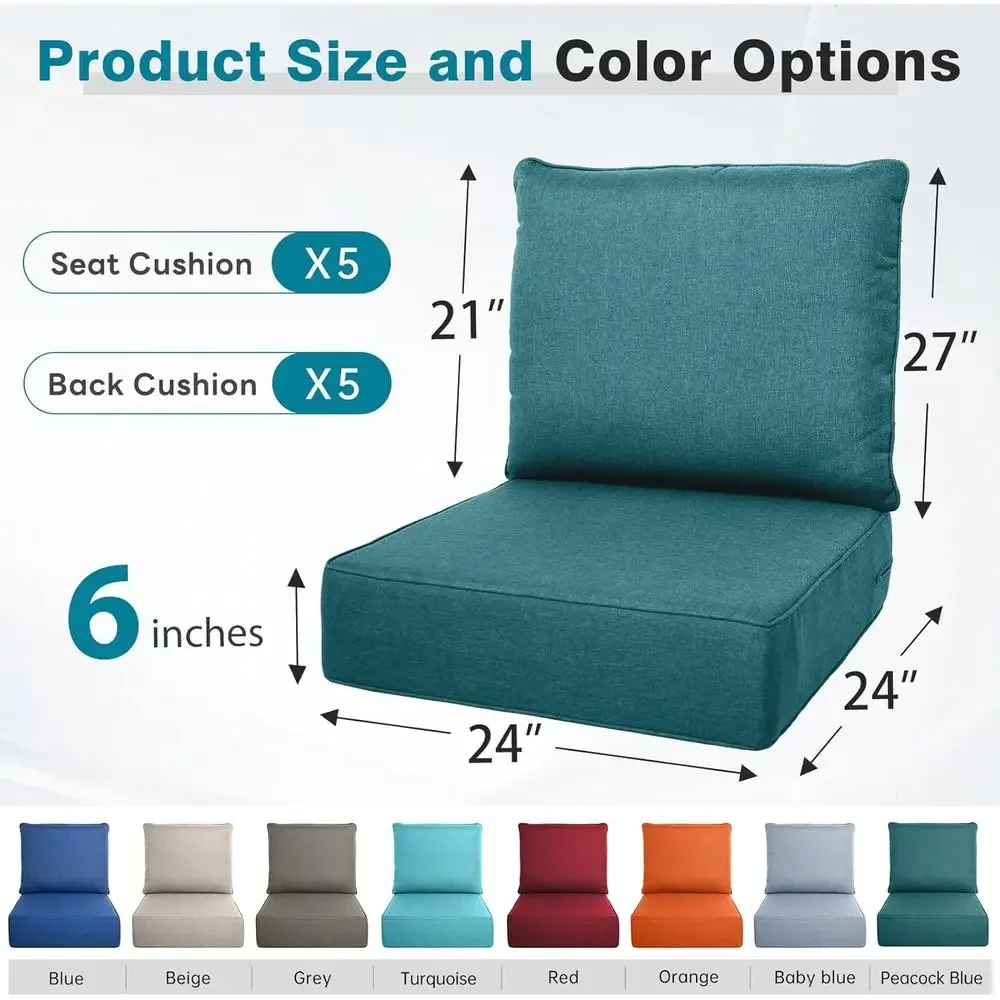 6 Thick Outdoor Cushion Set -  - Outdoor Furniture Cushions 24 X 24 ulasan dan harga