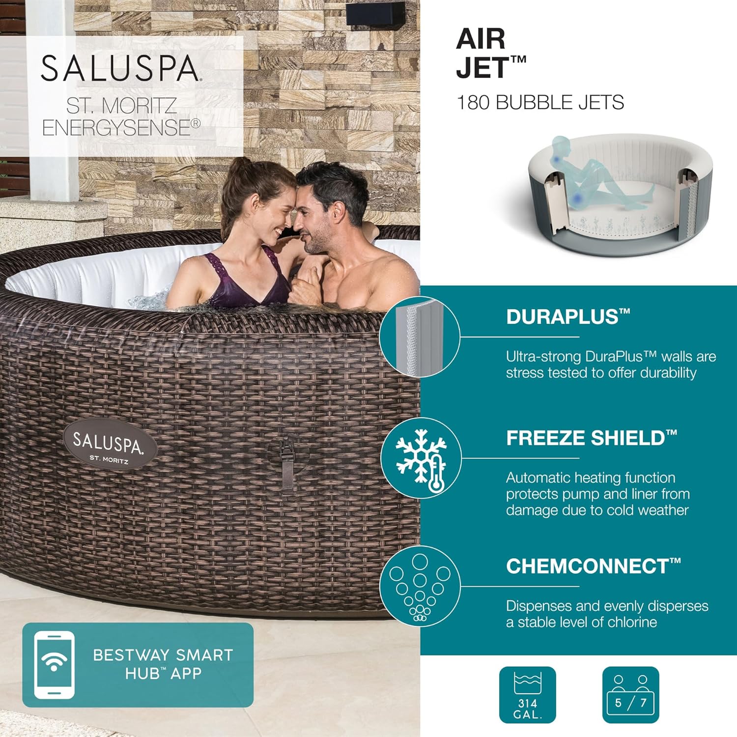 SaluSpa St. Moritz 5 to 7 Pers - Inflatable Hot Tub ulasan dan harga