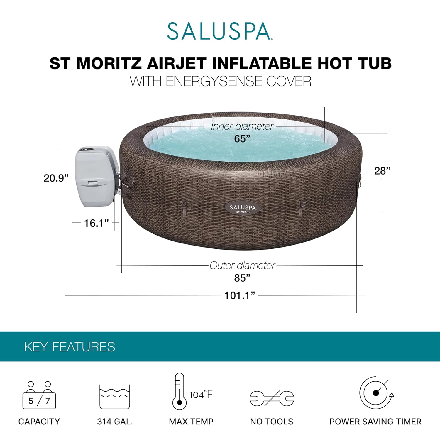 SaluSpa St. Moritz 5 to 7 Pers - Inflatable Hot Tub ulasan dan harga