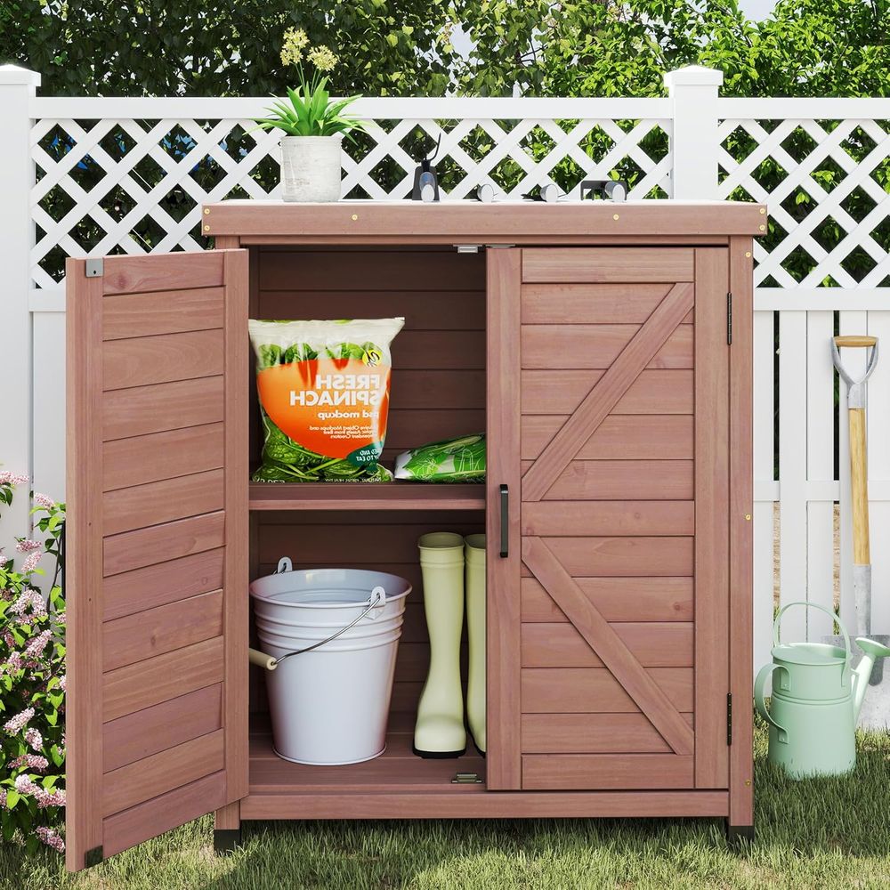 Outdoor Storage Cabinet & Pott - Outdoor Furniture Bench ulasan dan harga
