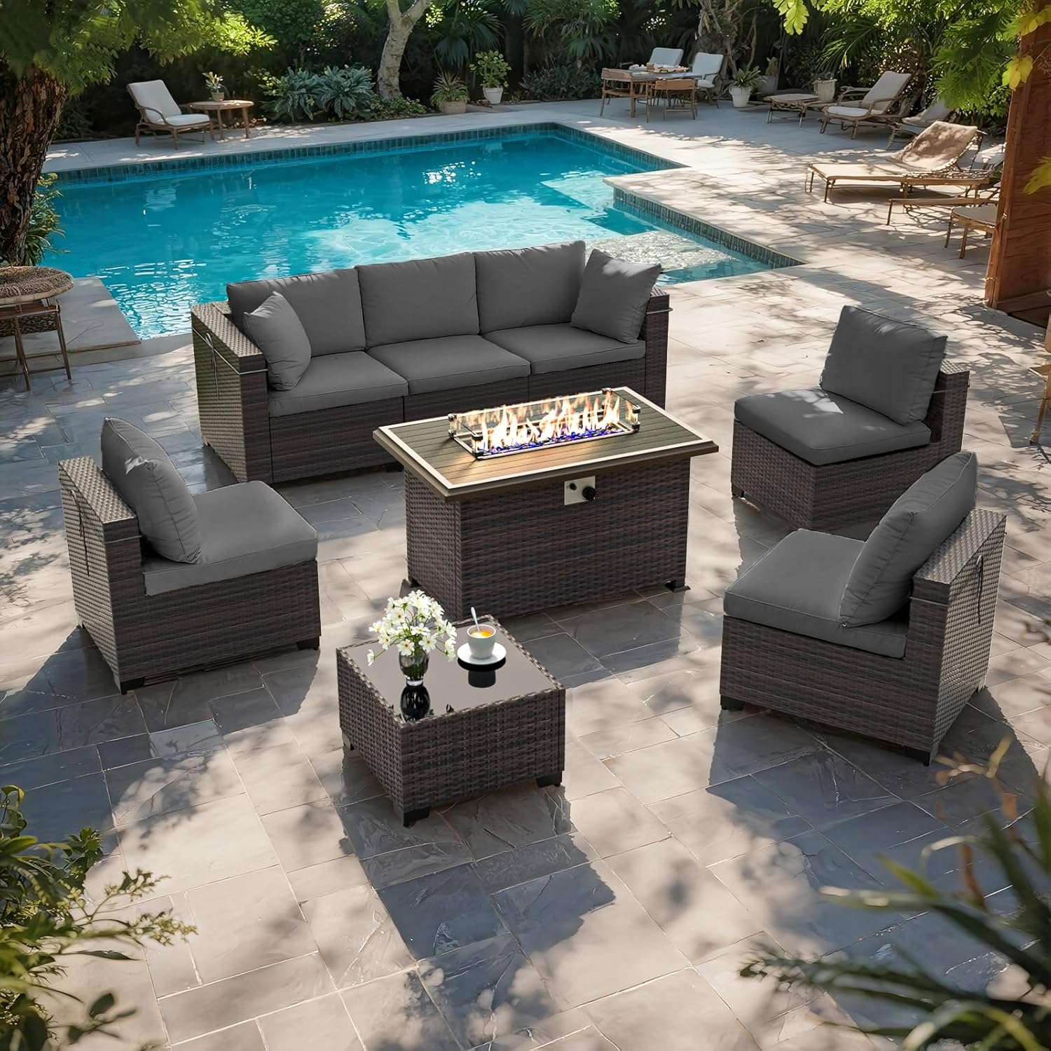 Patio Furniture Set with Fire  - Outdoor Furniture And Fire Pit ulasan dan harga
