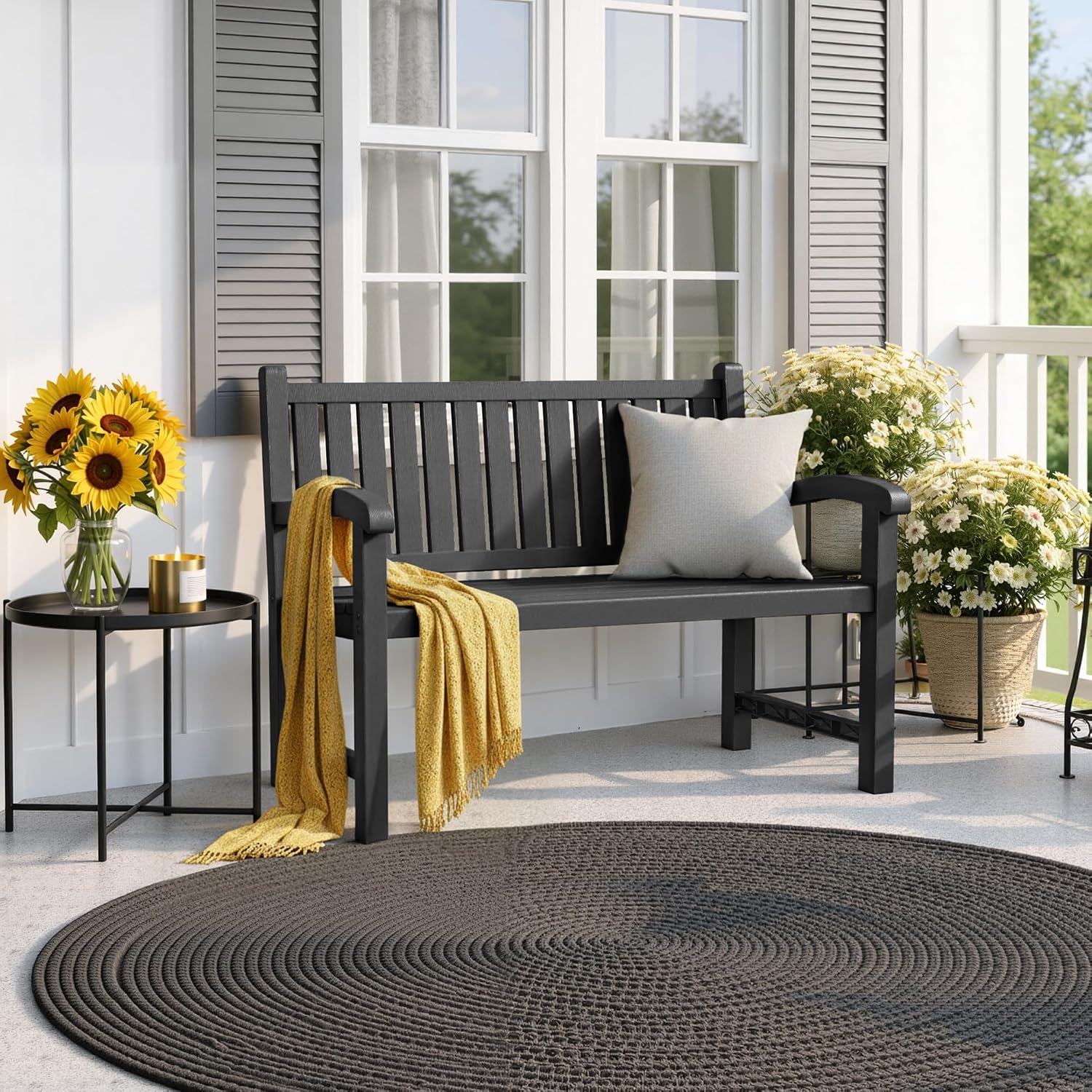 Outdoor Bench 2-Person Resin P - Outdoor Furniture Bench ulasan dan harga