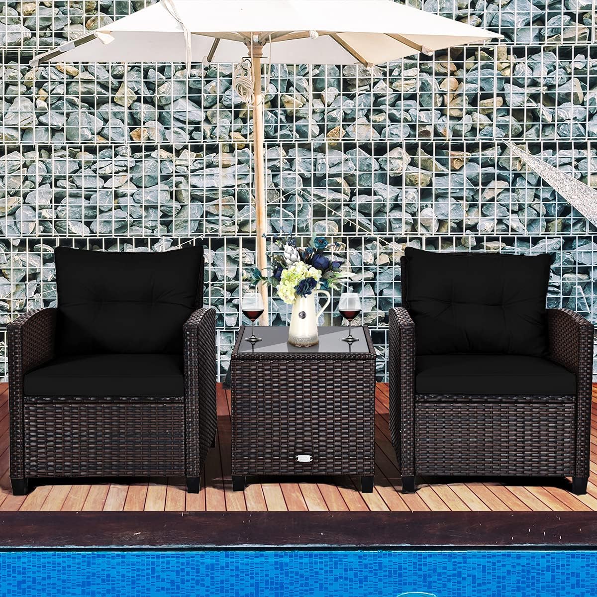 3 Pieces Patio Furniture Set,  - Outdoor Furniture Cushions ulasan dan harga