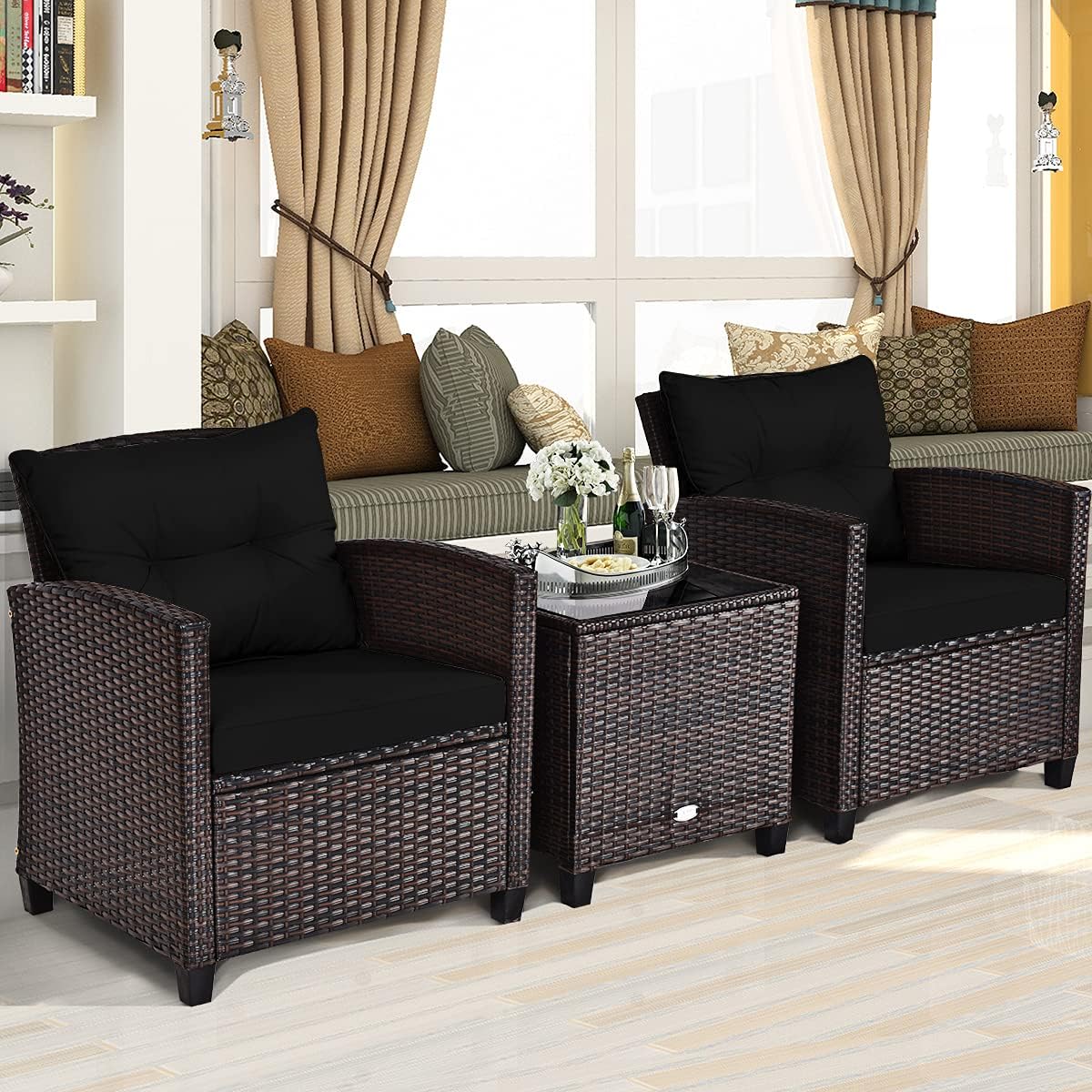 3 Pieces Patio Furniture Set,  - Outdoor Furniture Cushions ulasan dan harga