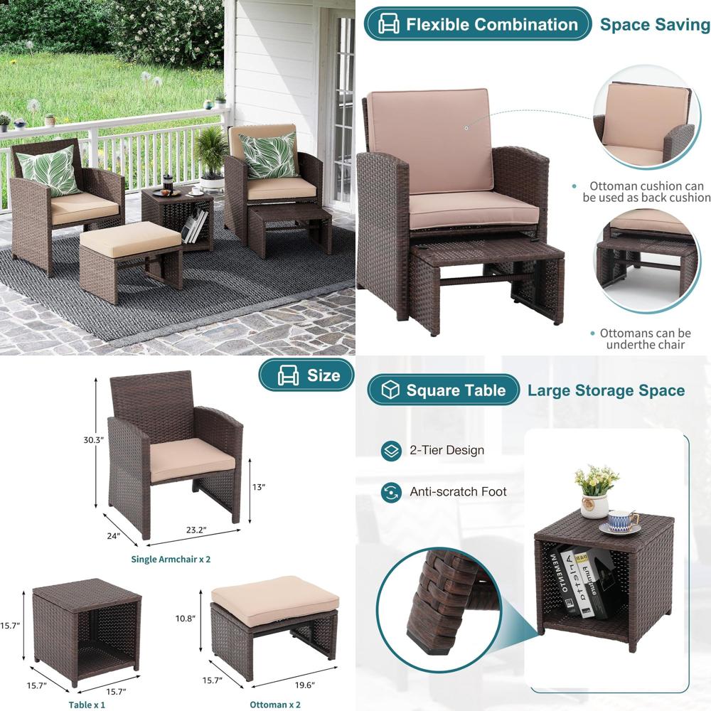 5-Piece Outdoor Patio Furnitur - Outdoor Furniture With Storage For Cushions ulasan dan harga